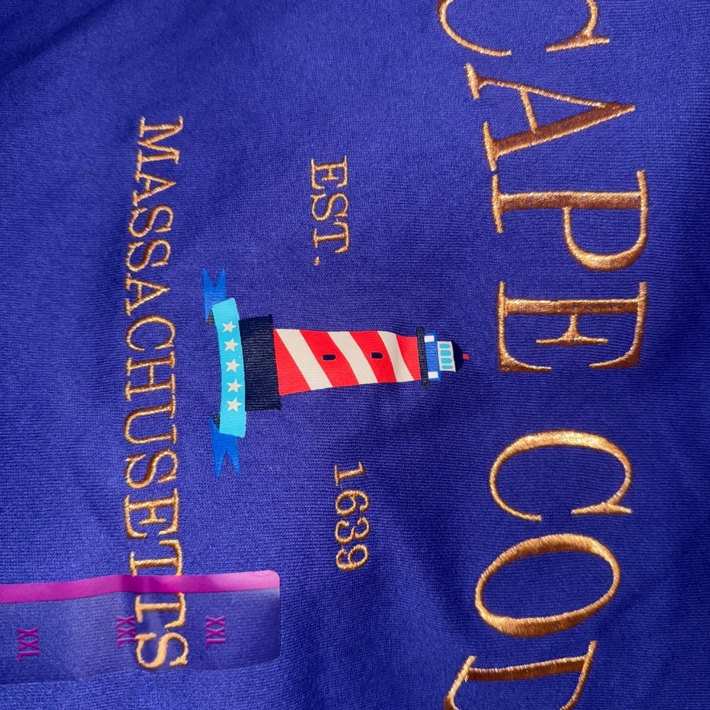 Brand New Cape Cod Graphic Sweatshirt - Purple Oversized Embroidered Print - Picture 5 of 8